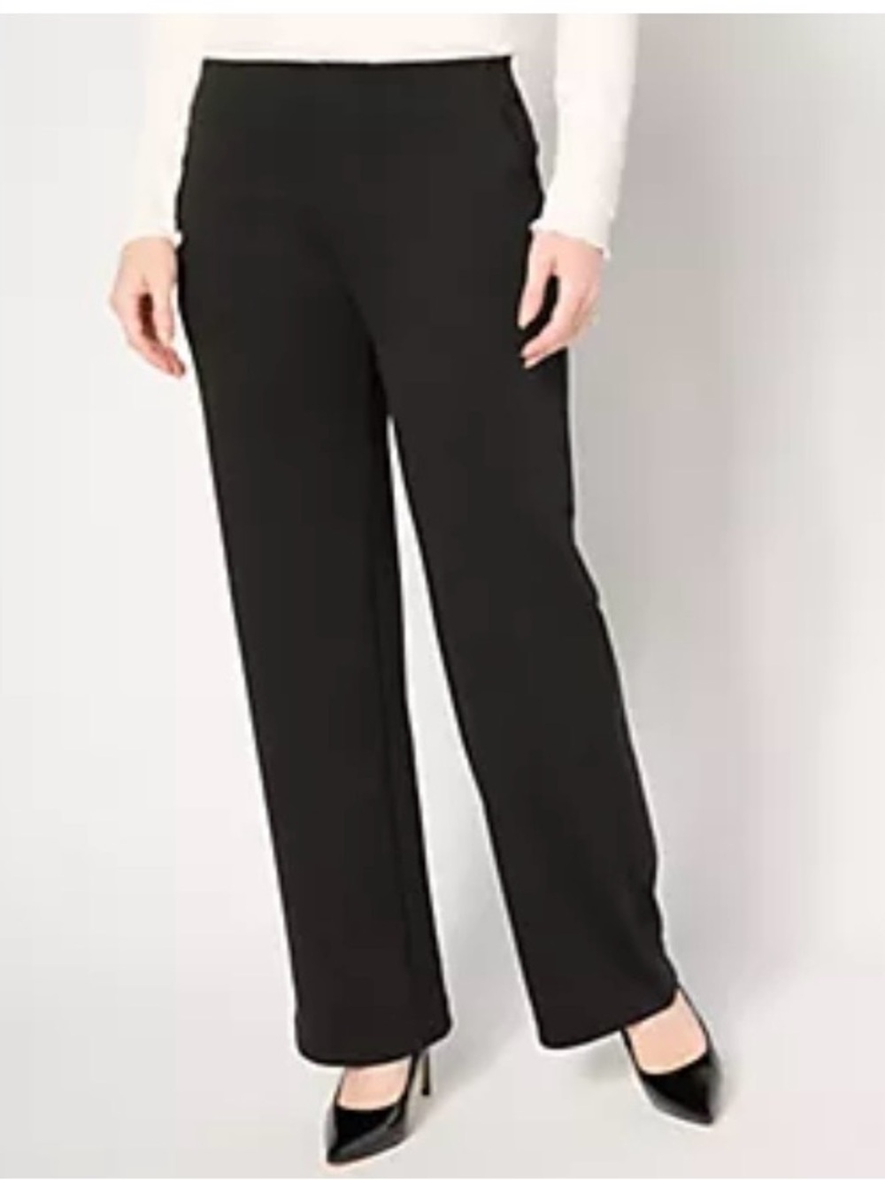 NWT NIC+ZOE Women's Size Petite Medium Drapey Ponte Wide Leg Pants Black Pull On